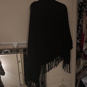 BCBGMaxAzria Black Fringe Wrap